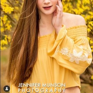 Yellow off the shoulder floral top